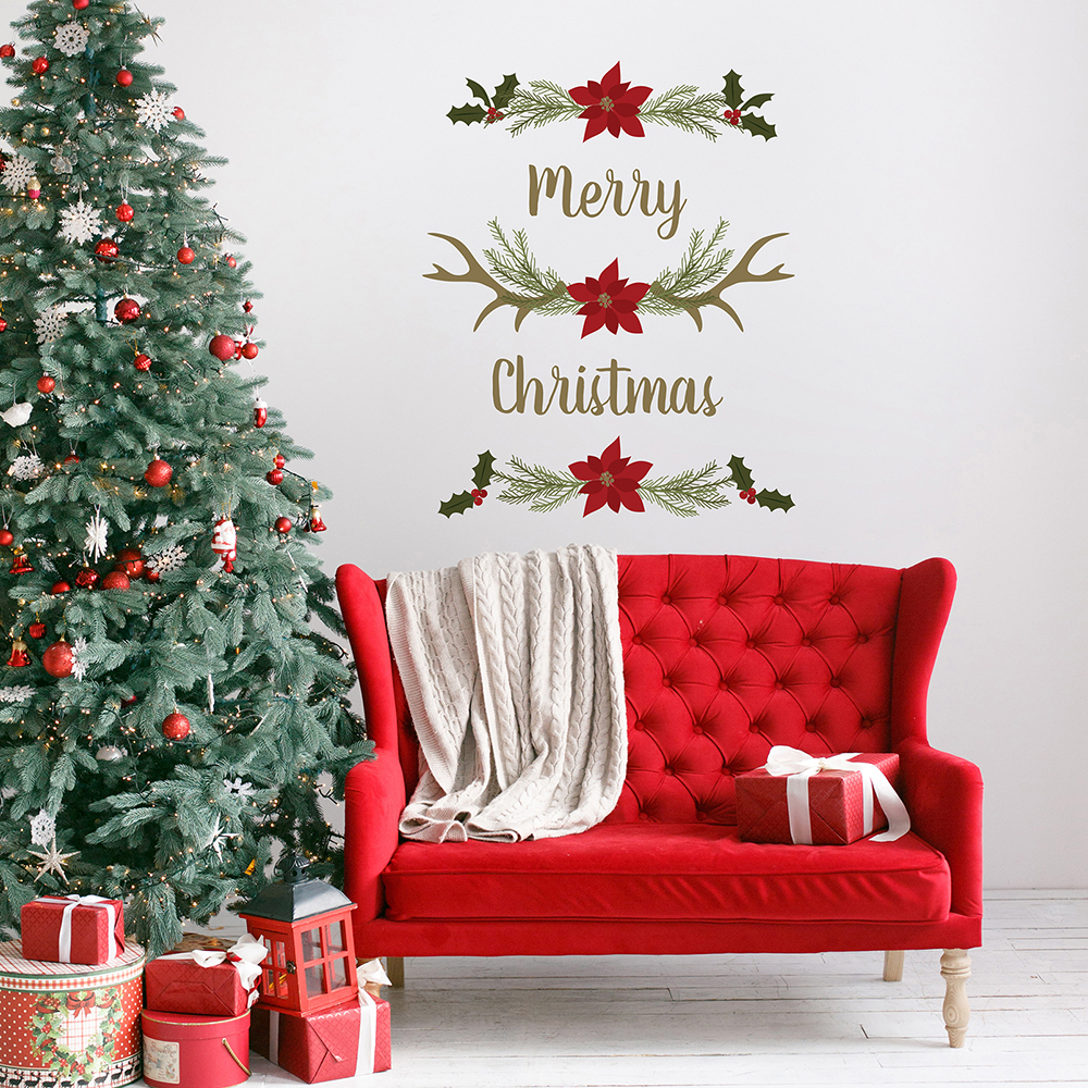 Merry Christmas Antlers Wall Decals Paper Riot