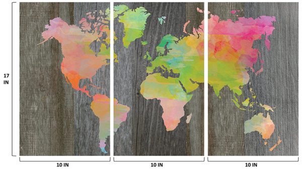 Peel and Stick Fabric Wall Print - Weathered World Map 30x17 - Image 3