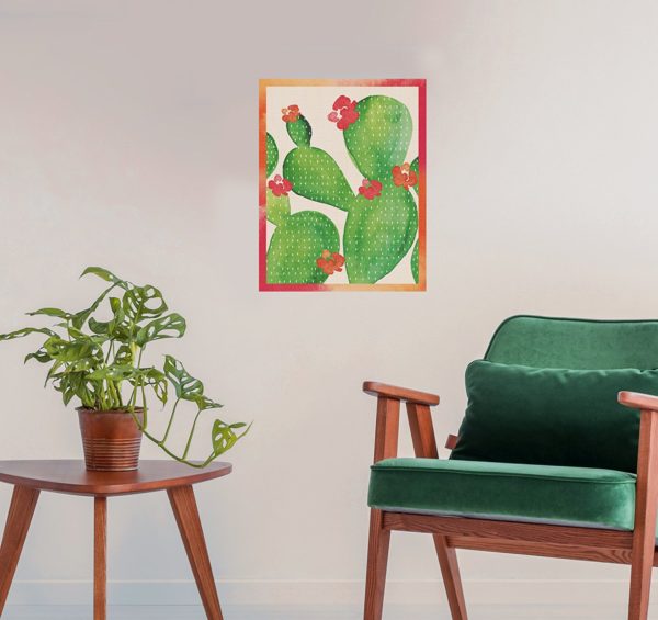 11x14 Peel and Stick Fabric Wall Print - Desert Blossoms Cactus Print